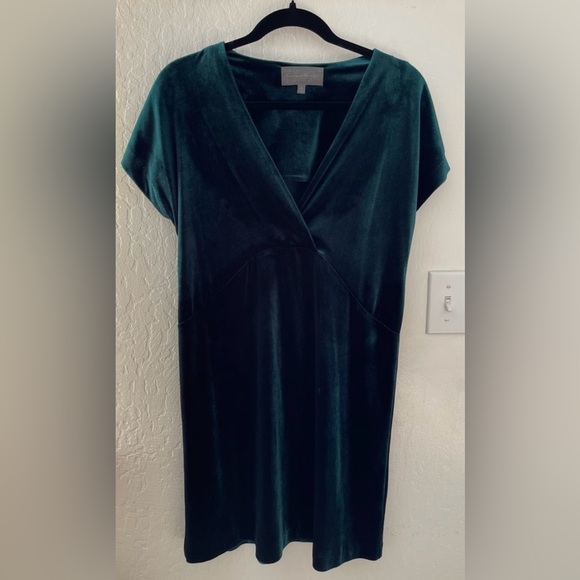 Anthropologie Forest Green Velvet Dress - Picture 1 of 4
